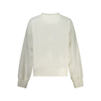 Pepe Jeans Bianco cotton women's sweatshirt displayed on a hanger, featuring a relaxed fit and classic crew neckline.