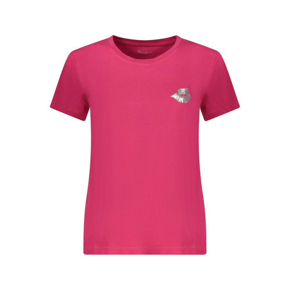 Pepe Jeans Rosso cotton women's T-shirt in red with short sleeves and crew neckline, casual and comfortable for everyday wear.