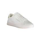Tommy Hilfiger Bianco polyurethane men's sneaker with white design and lace-up closure, stylish casual footwear.