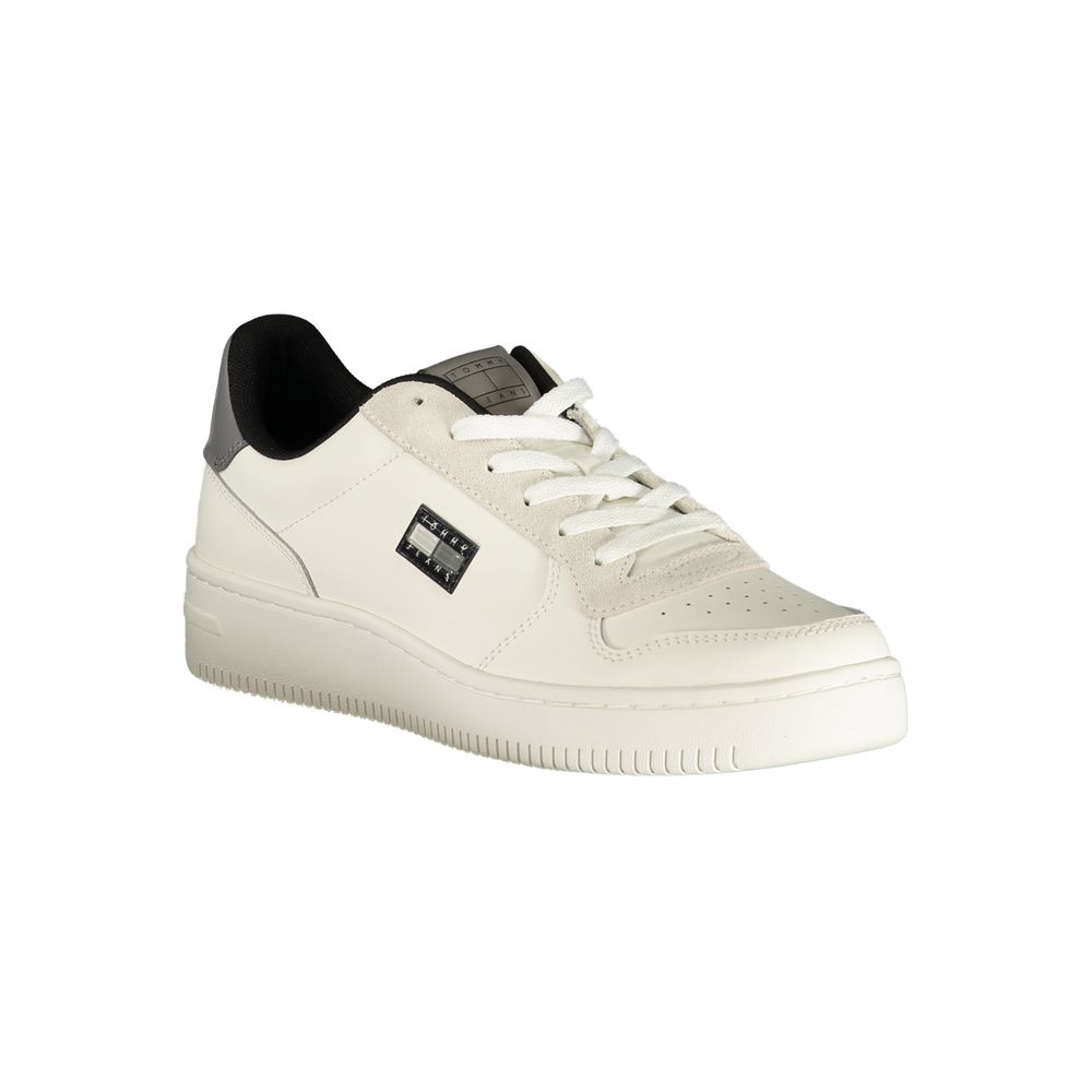 Tommy Hilfiger white polyurethane men's sneakers with classic design and laces, casual footwear for everyday wear.