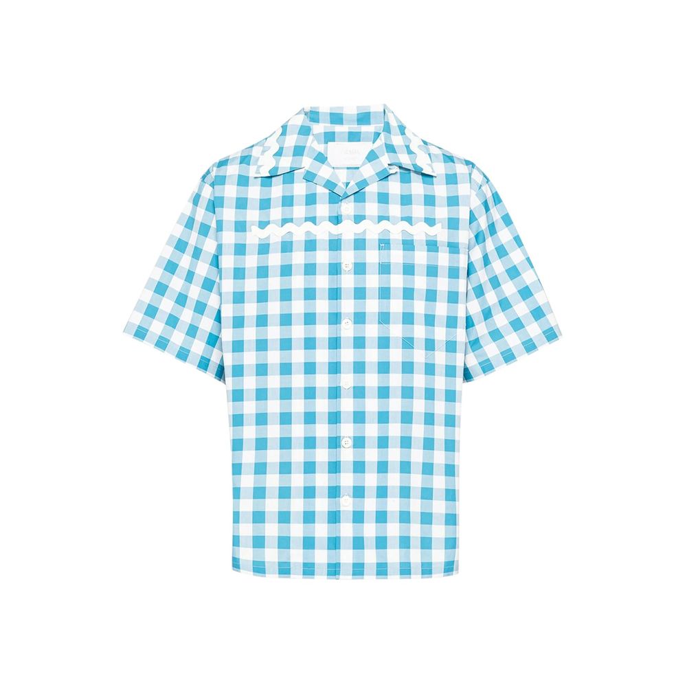 Prada Blue Cotton Pattern Shirt Prada