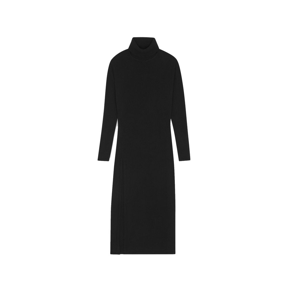 Saint Laurent black cashmere casual dress displayed on a hanger, showcasing its soft fabric and relaxed fit.