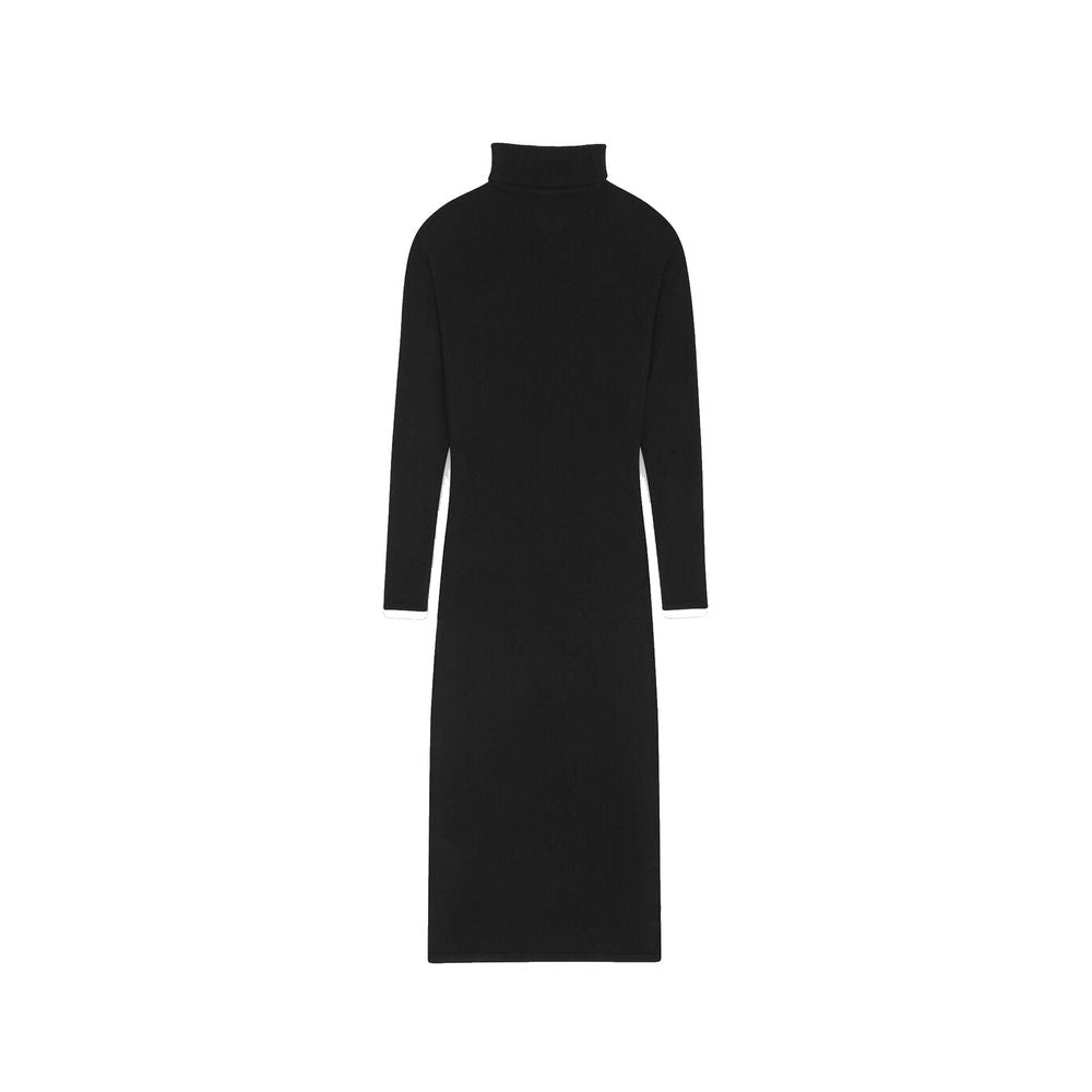 Black Saint Laurent cashmere casual dress with long sleeves and a relaxed fit, displayed on a mannequin.