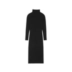 Black Saint Laurent cashmere casual dress with long sleeves and a relaxed fit, displayed on a mannequin.