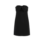 Saint Laurent black acetate cocktail dress, sleek and elegant with a fitted silhouette and stylish design for formal occasions.