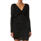 Saint Laurent black viscose cocktail dress featuring a fitted silhouette and elegant neckline, perfect for formal occasions.