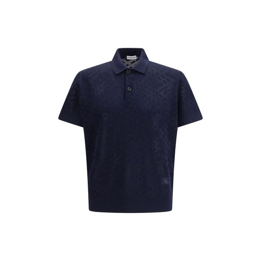 Burberry Blue Wool Polo Shirt Burberry