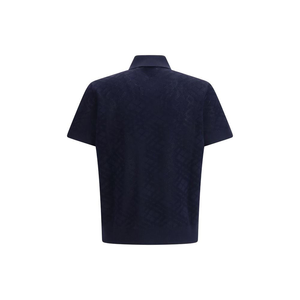 Burberry Blue Wool Polo Shirt Burberry