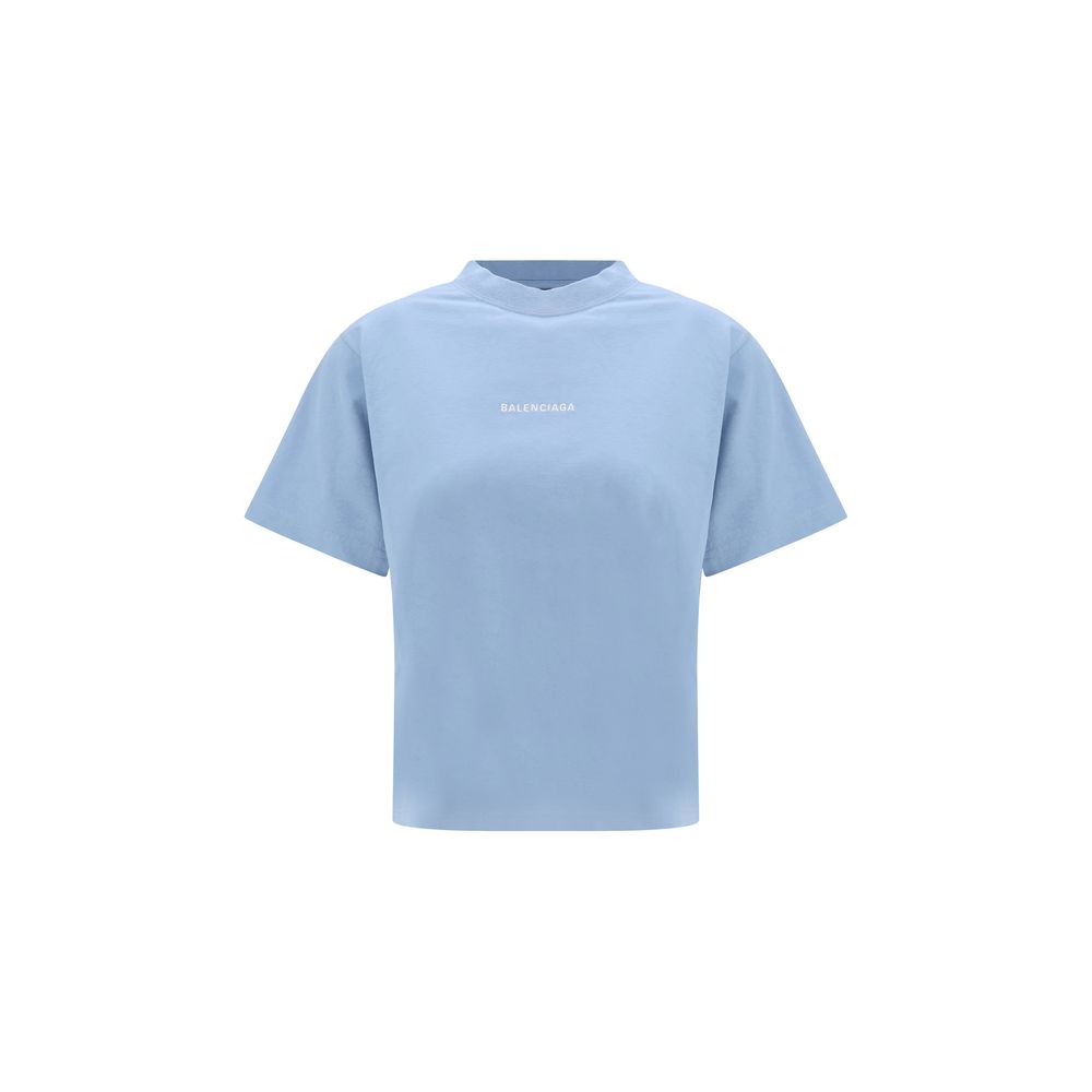 Balenciaga Light Blue Cotton T-Shirt Balenciaga