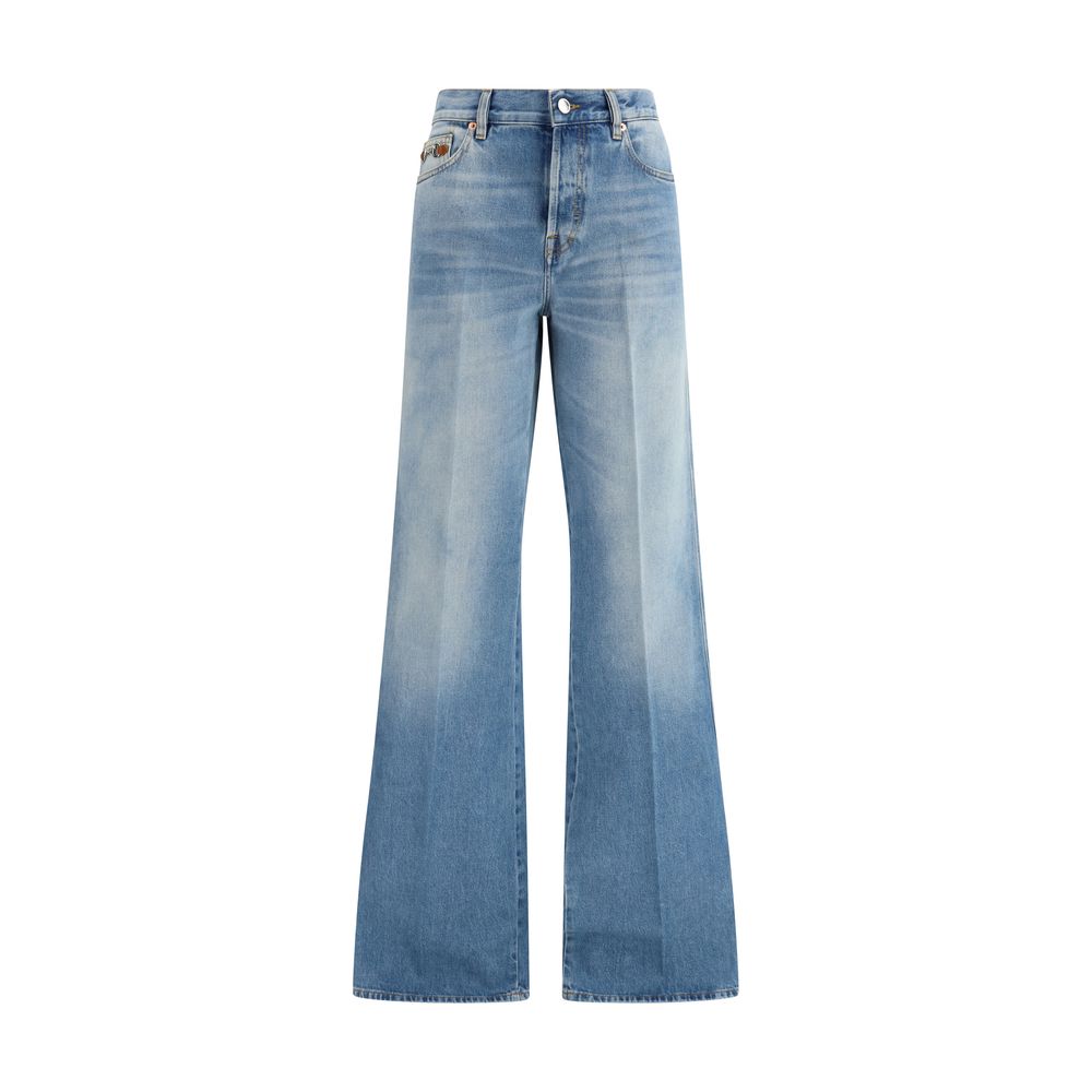 Gucci Light Blue Cotton Flared Jeans Gucci