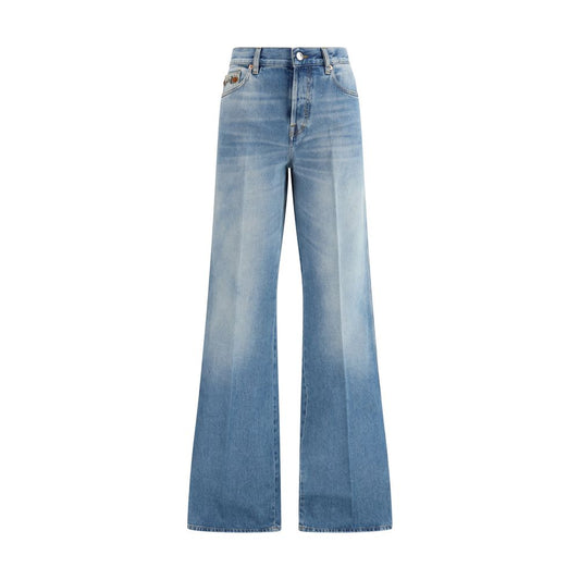Gucci Light Blue Cotton Flared Jeans Gucci