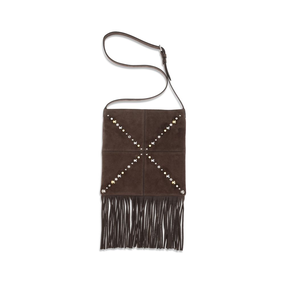 Valentino Garavani Brown Suede Leather Shoulder Bag Valentino Garavani