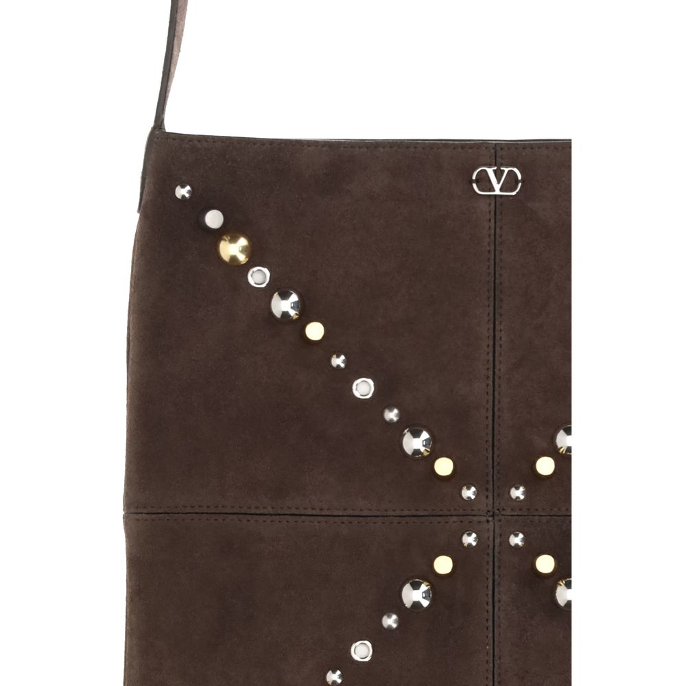 Valentino Garavani Brown Suede Leather Shoulder Bag Valentino Garavani