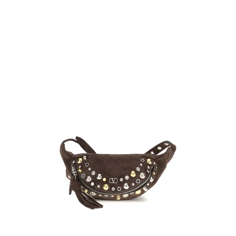 Valentino Garavani Brown Calf Leather Bos Taurus Shoulder Bag Valentino Garavani