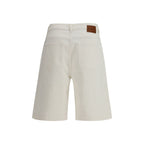 P.A.R.O.S.H. White Cotton Bermuda Shorts - Eljoys Fashion 