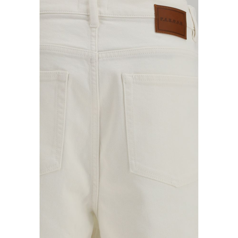 P.A.R.O.S.H. White Cotton Bermuda Shorts - Eljoys Fashion 