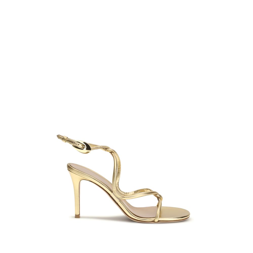 Gianvito Rossi Gold Calf Leather Bos Taurus Stiletto Heel Sandals Gianvito Rossi