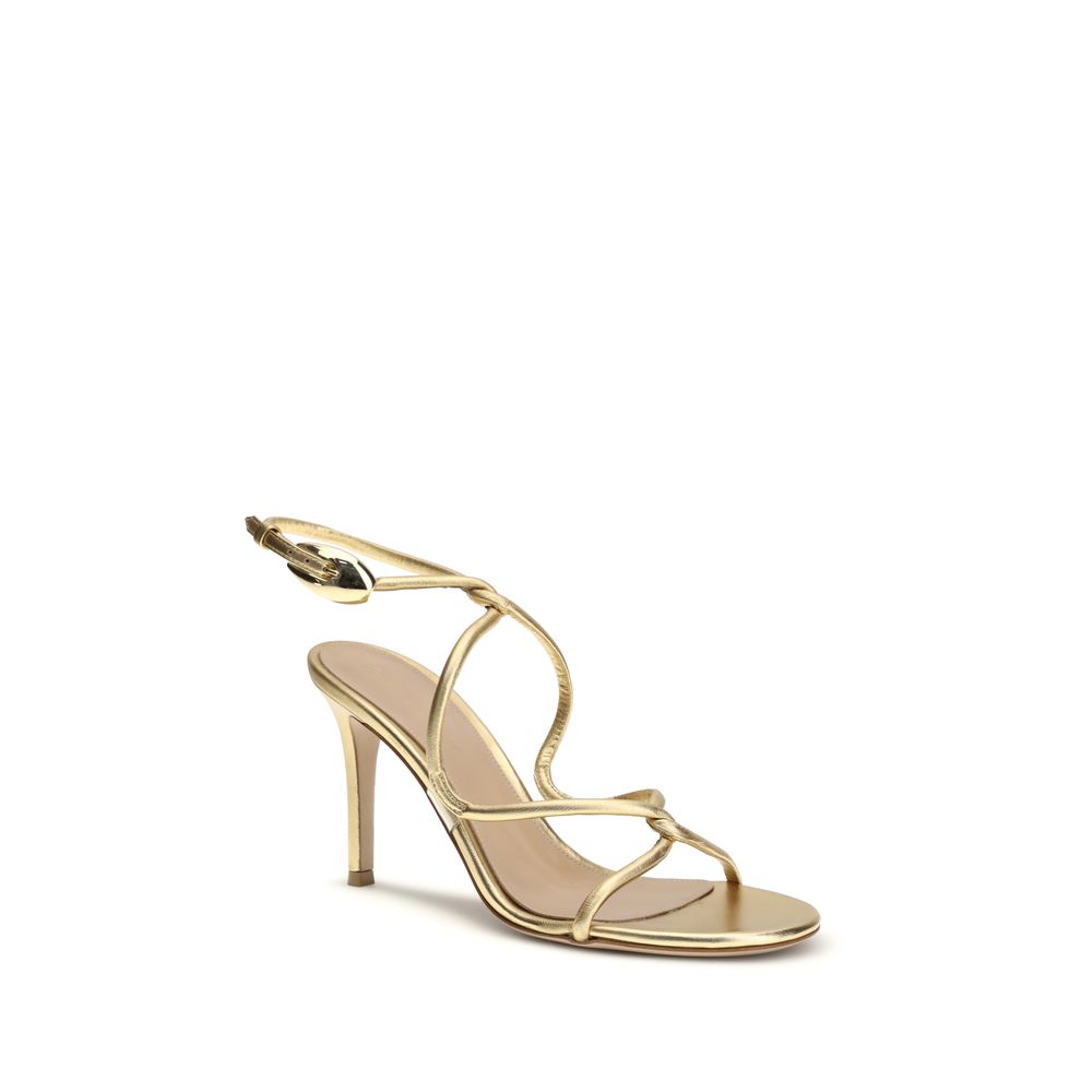 Gianvito Rossi Gold Calf Leather Bos Taurus Stiletto Heel Sandals Gianvito Rossi