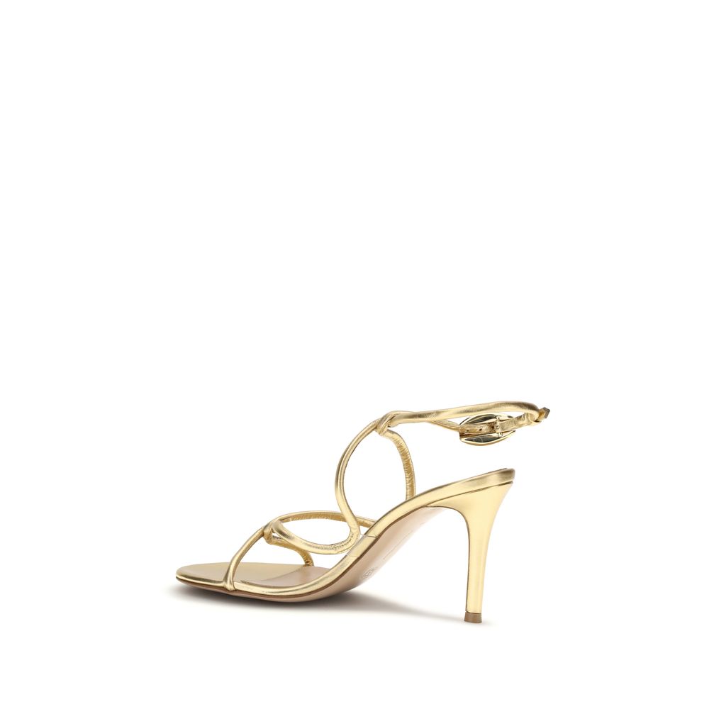 Gianvito Rossi Gold Calf Leather Bos Taurus Stiletto Heel Sandals Gianvito Rossi