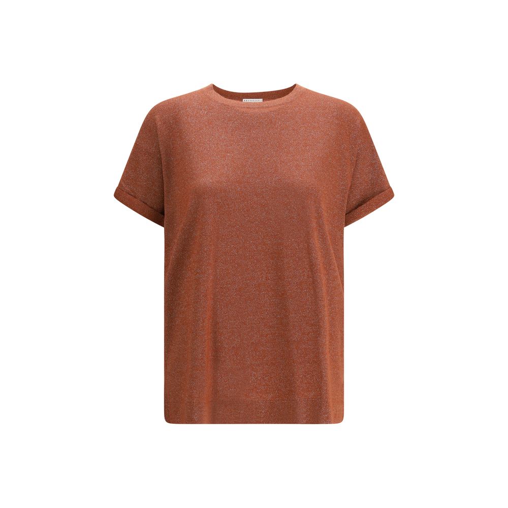Red nylon T-shirt by Brunello Cucinelli, featuring a sleek, modern design with the brand logo visible on the front.