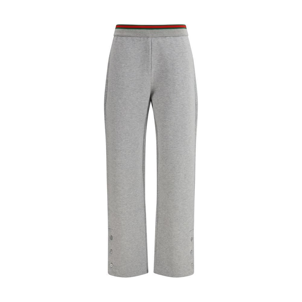Gucci gray cotton casual pants with a relaxed fit and classic design, displayed on a neutral background.