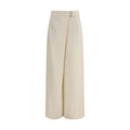 Beige Brunello Cucinelli viscose casual pants with a relaxed fit and subtle detailing, displayed on a neutral background.