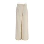 Beige Brunello Cucinelli viscose casual pants with a relaxed fit and subtle detailing, displayed on a neutral background.