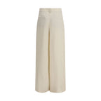 Beige Brunello Cucinelli viscose casual pants with a relaxed fit and subtle detailing, perfect for comfortable everyday wear.