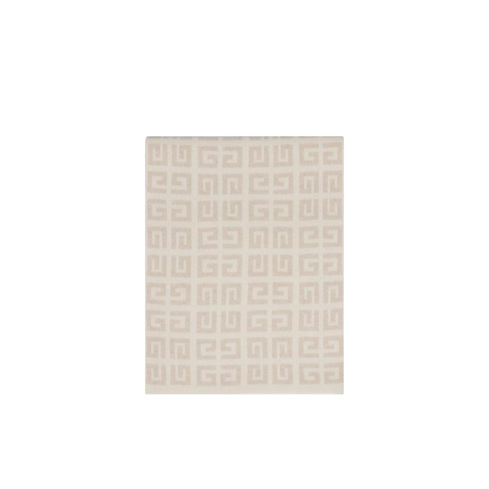 Givenchy beige cashmere scarf draped elegantly, showcasing soft, luxurious fabric and classic styling.