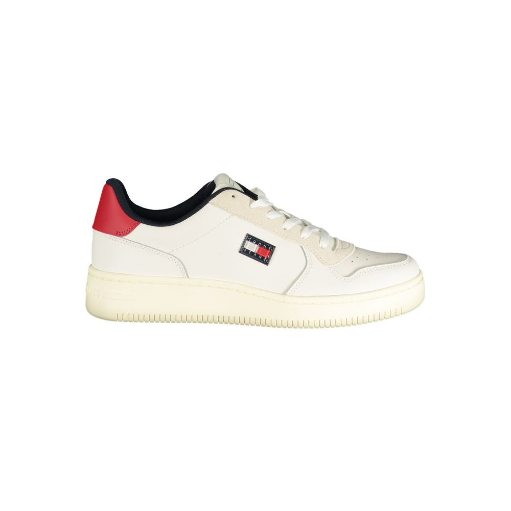 Tommy Hilfiger Bianco men's sneaker made of polyurethane with white design and casual athletic style.