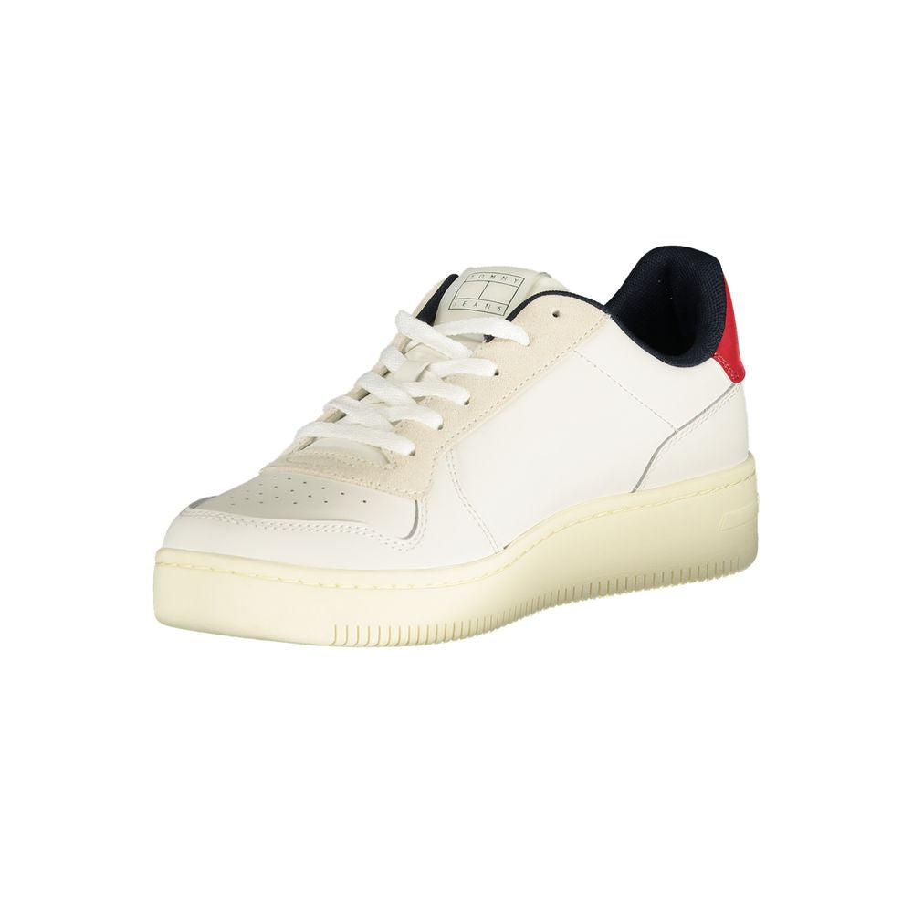 Tommy Hilfiger Bianco polyurethane men's sneaker with white upper, rubber sole, and sporty design.