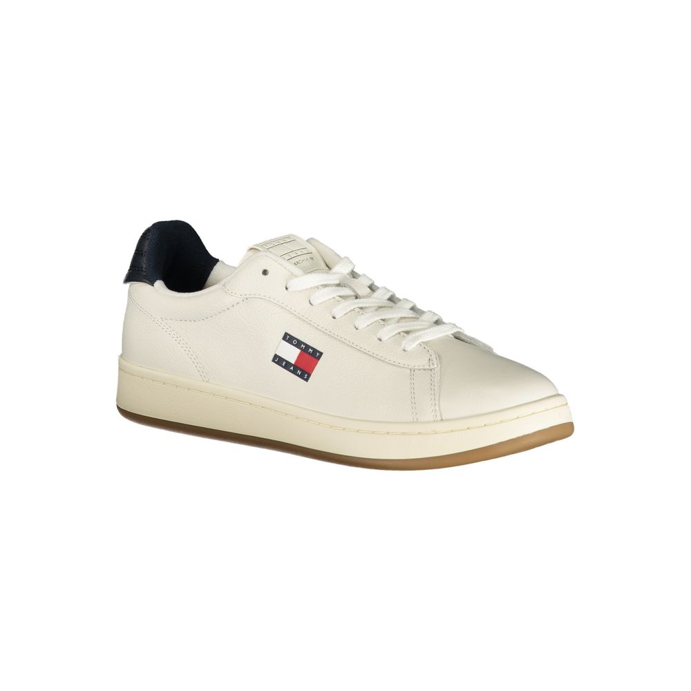 Tommy Hilfiger Bianco Poliuretano men's sneaker showing white leather and sporty design with laces and branding details