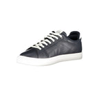 Tommy Hilfiger blue polyurethane men's sneaker with white sole and laces, stylish casual footwear.