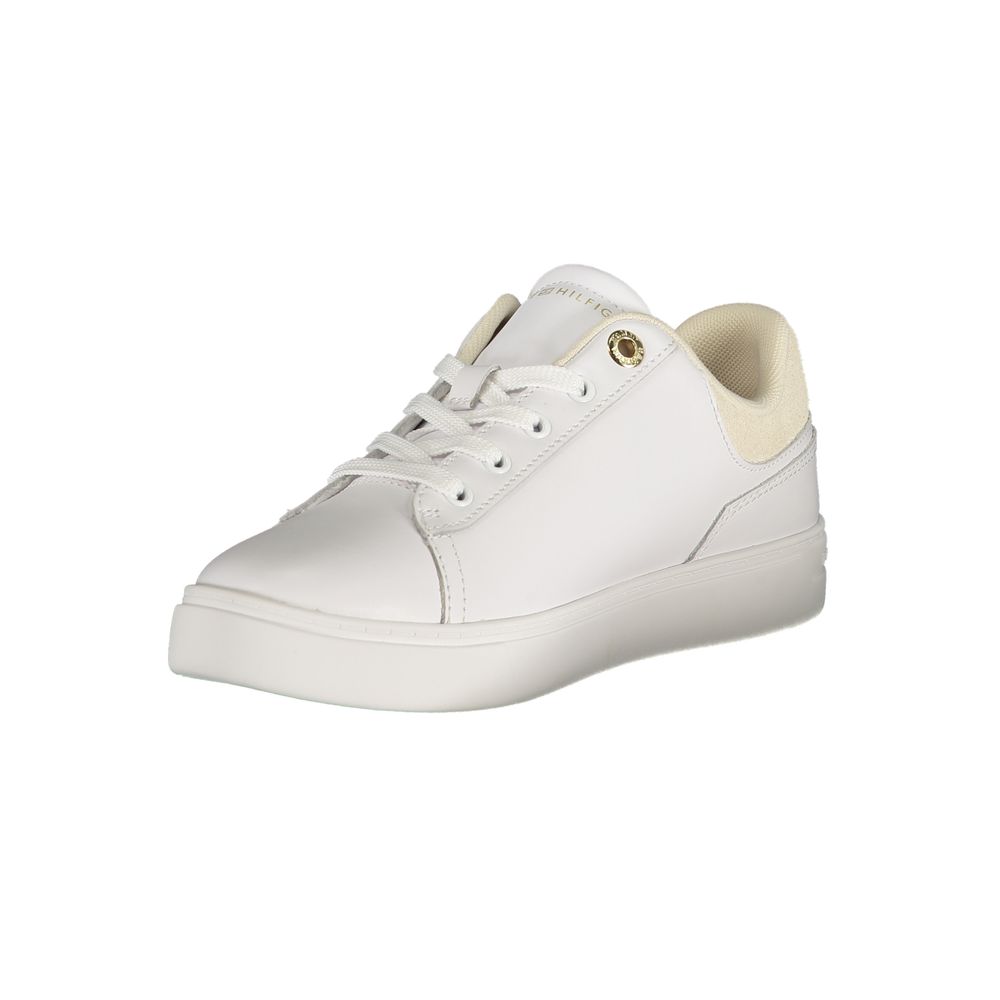 Tommy Hilfiger Bianco polyurethane women’s sneakers with white design and sporty silhouette, casual footwear for women.