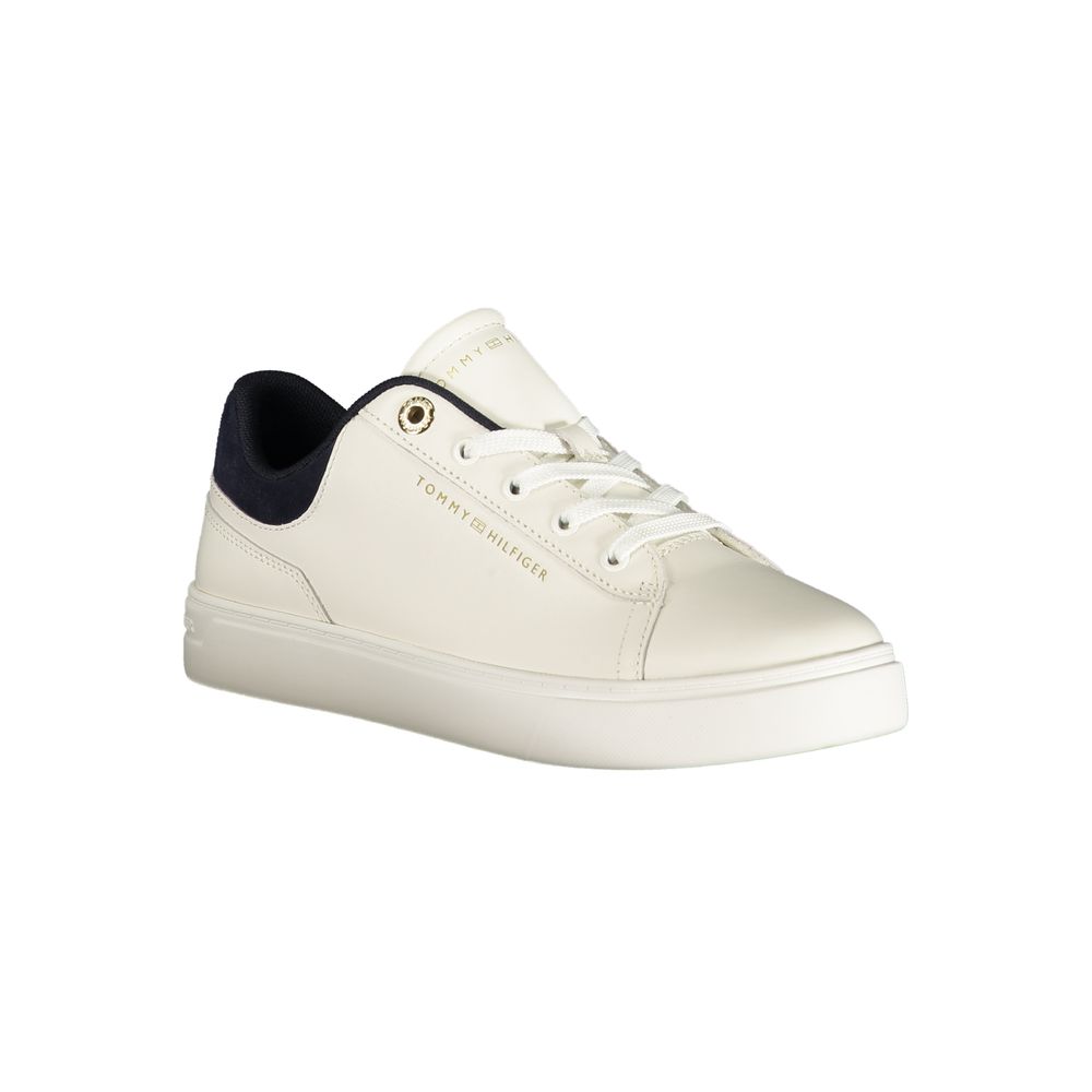 Tommy Hilfiger Bianco Donna sneaker with white polyurethane upper and stylish design, perfect for casual wear.