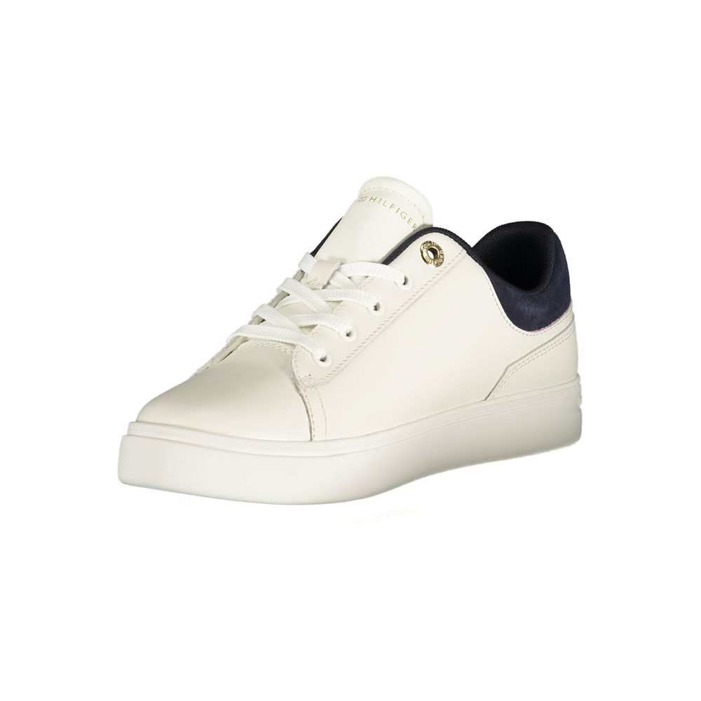 Tommy Hilfiger Bianco Donna sneaker with white polyurethane upper, stylish casual footwear for women.