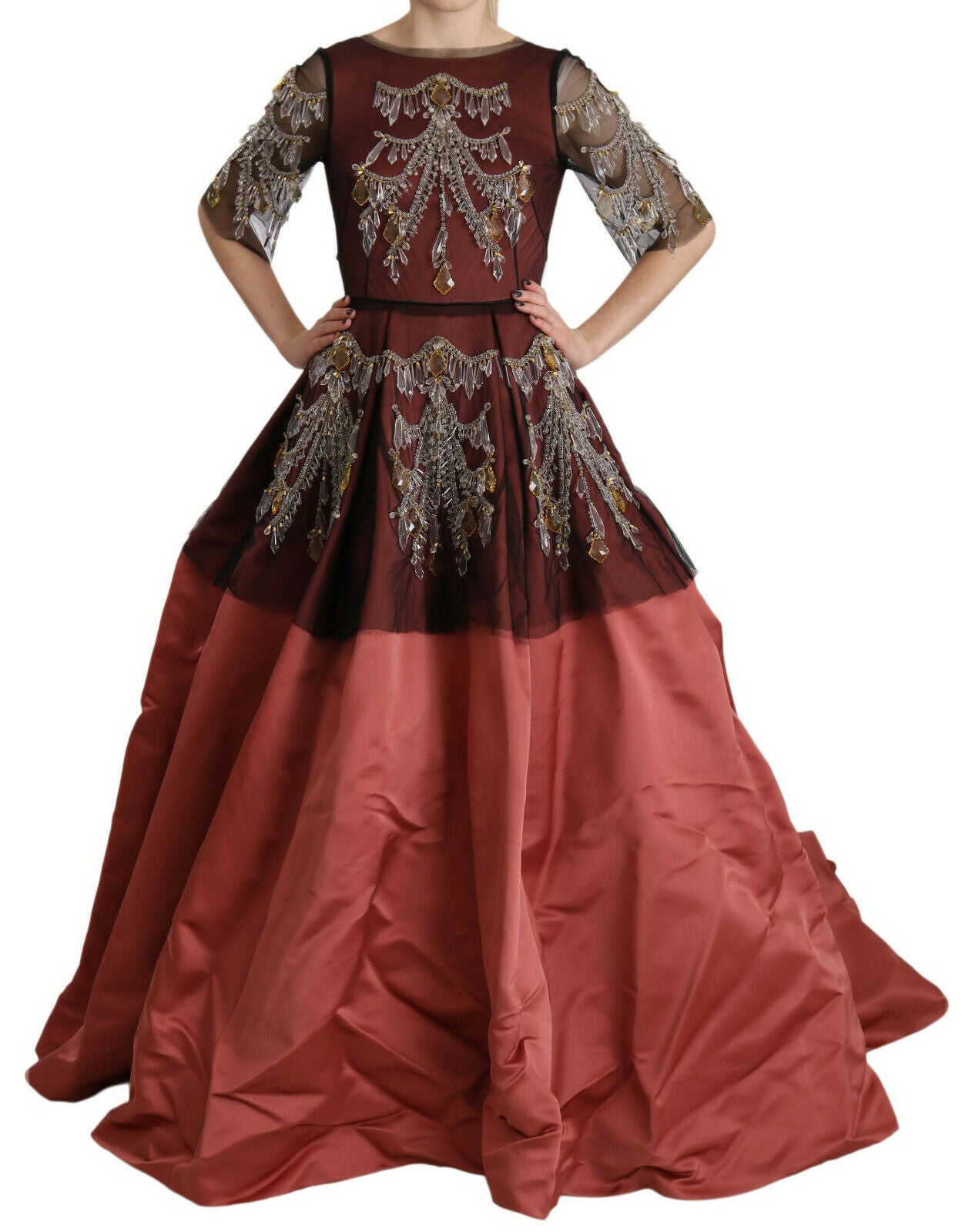 Dolce & Gabbana Crystal Chandelier Silk Princess Gown Dress Dolce & Gabbana