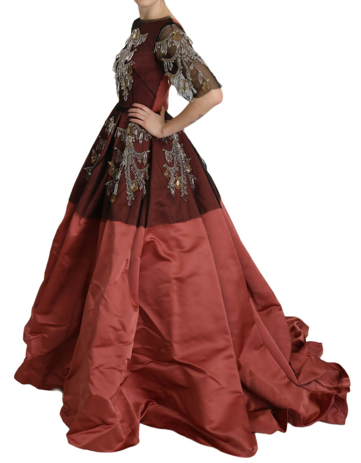 Dolce & Gabbana Crystal Chandelier Silk Princess Gown Dress Dolce & Gabbana