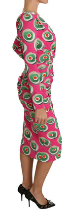 Dolce & Gabbana Pink Silk Cup Cake Sheath Stretch Dress