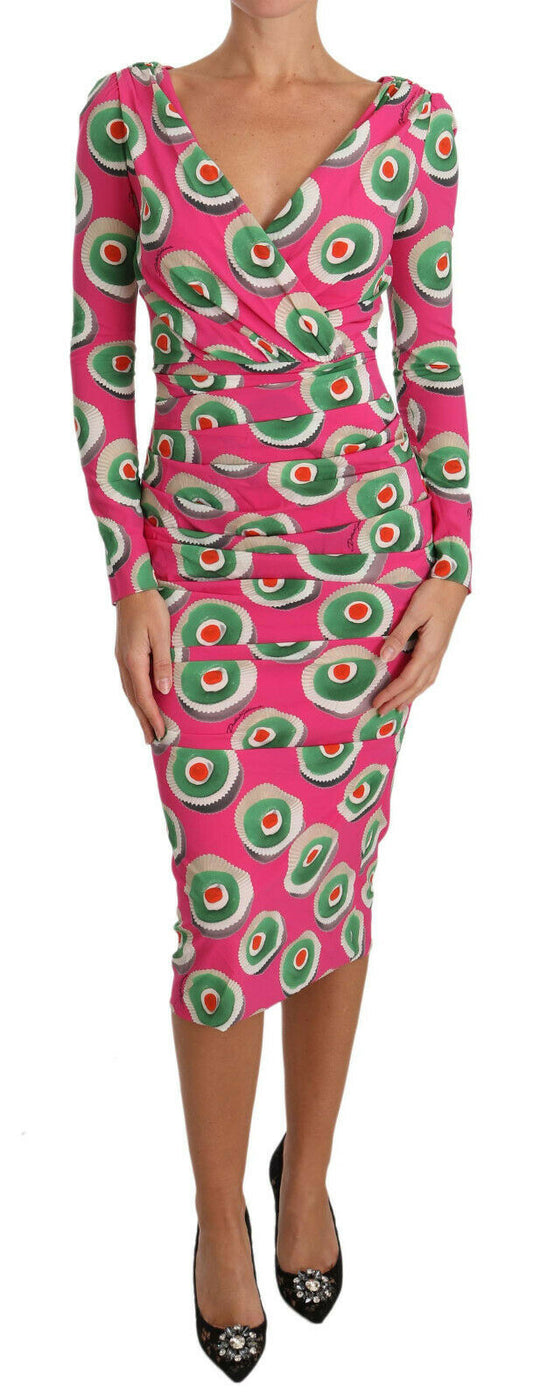Dolce & Gabbana Pink Silk Cup Cake Sheath Stretch Dress Dolce & Gabbana