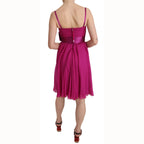 Dolce & Gabbana Fuchsia Pink Bow Silk Sleeveless Dress