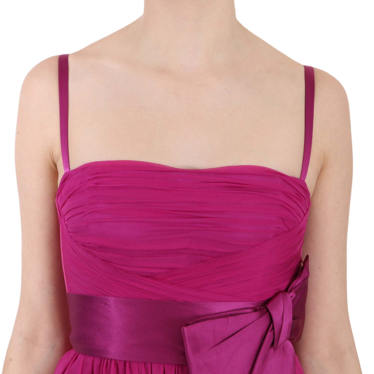 Dolce & Gabbana Fuchsia Pink Bow Silk Sleeveless Dress