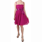 Dolce & Gabbana Fuchsia Pink Bow Silk Sleeveless Dress