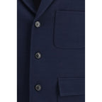 Gucci blue cotton full-length jacket with a classic design, featuring a button-up front and tailored fit.