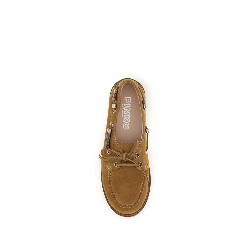 PINKO Brown Calf Leather Bos Taurus Slip-On Loafers PINKO