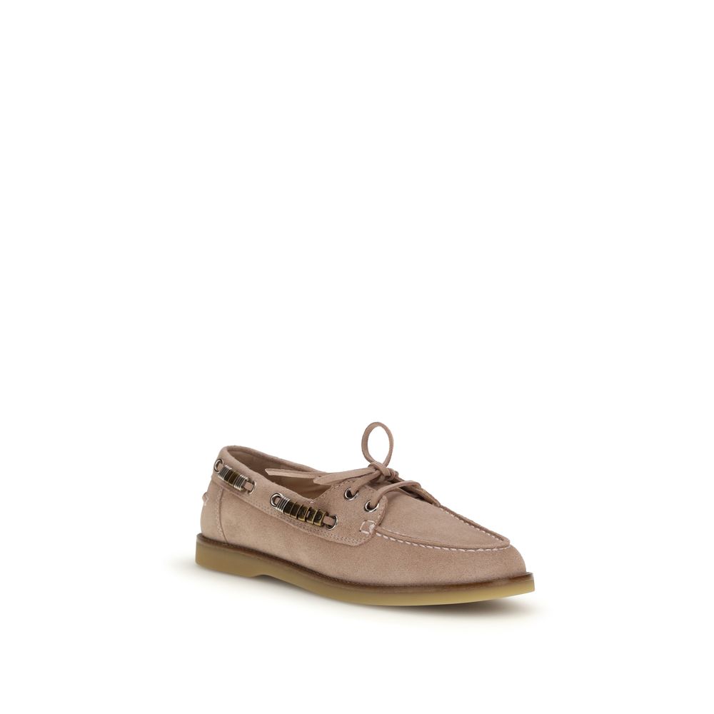 PINKO Beige Calf Leather Bos Taurus Slip-On Loafers PINKO