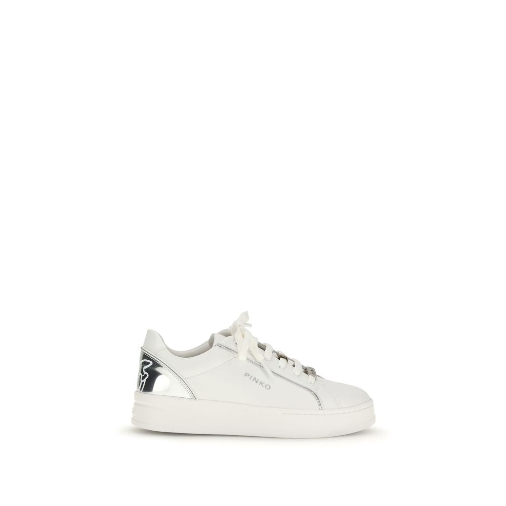 PINKO White Calf Leather Bos Taurus Low Top Sneakers PINKO