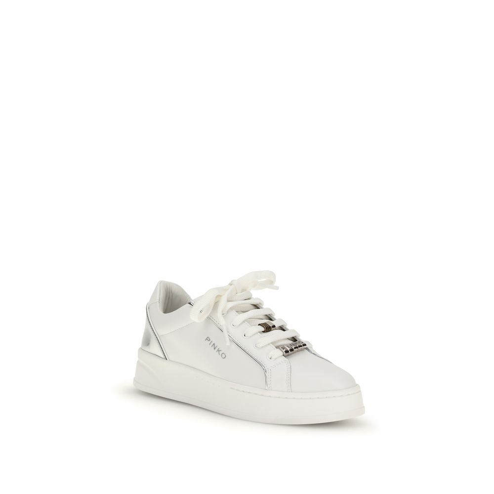 PINKO White Calf Leather Bos Taurus Low Top Sneakers PINKO