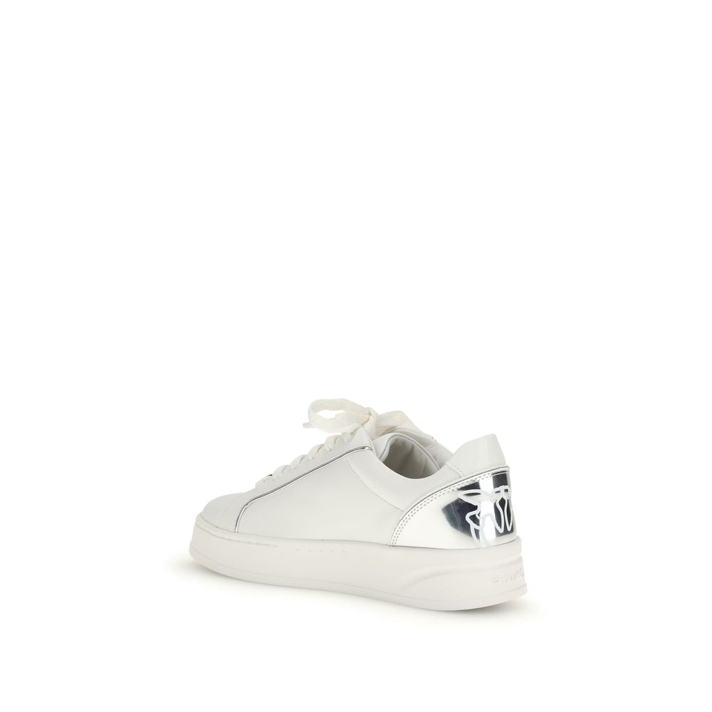 PINKO White Calf Leather Bos Taurus Low Top Sneakers PINKO