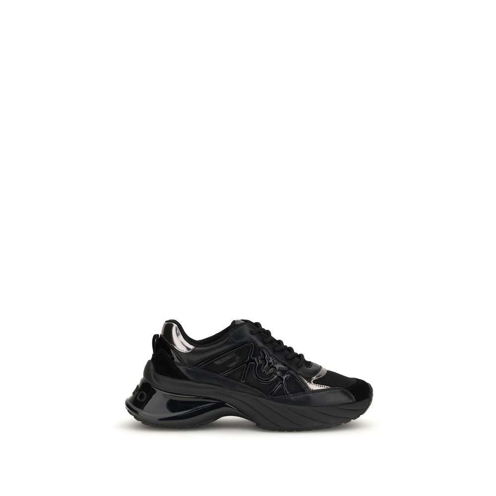 PINKO Black Calf Leather Bos Taurus Chunky Sneakers PINKO